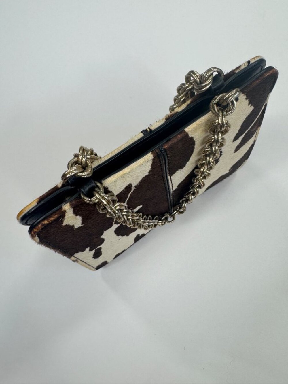 Topshop Cow Print Leather Purse Bag Small Sian Chain Strap - Picture 8 of 13